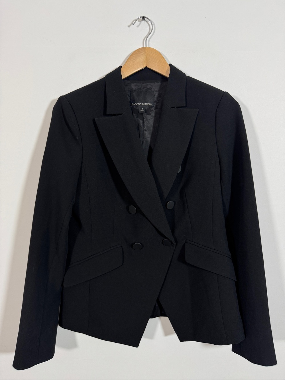 WJT27 {Banana Republic} Black Tuxedo Style Suit Coat Blazer Jacket